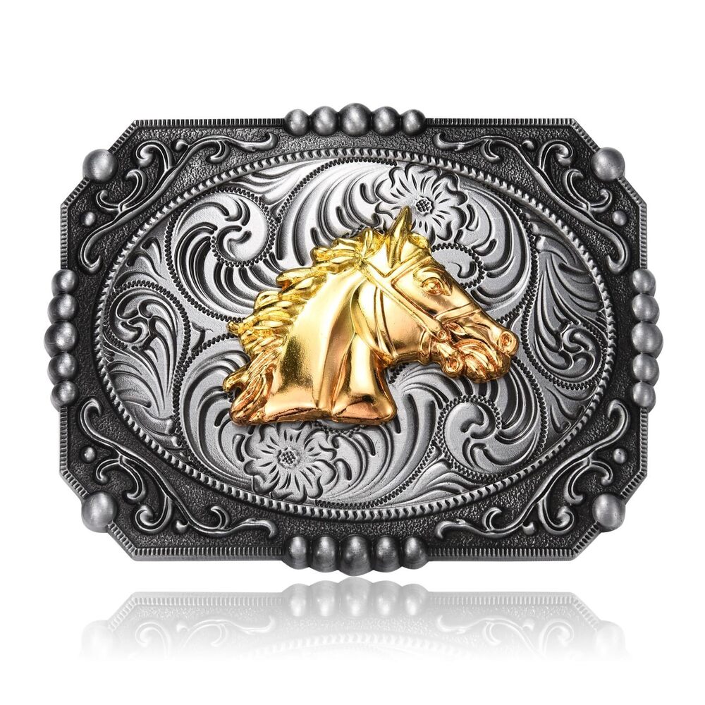 5617 Belt Buckle Teens, Vintage Antique Horse Head Solid Metal Belt Buckles